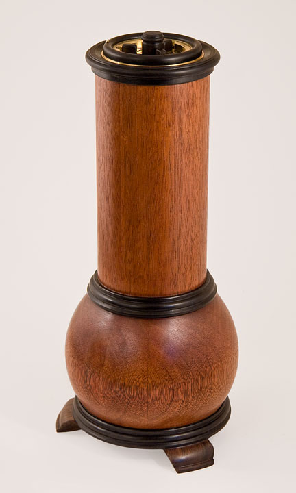 The Puzzle Jar, made of mahogany, ebony, burmese blackwood, brass & stainless steel